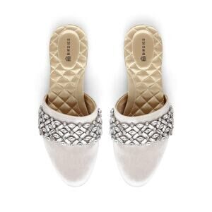 Birdies White and Silver Women's Slippers